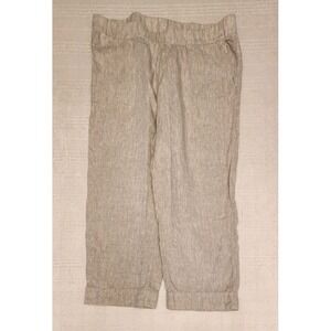 Pure Jill Linen Cropped Pull On Stretch Pants Size XL TALL Gray Classic Preppy